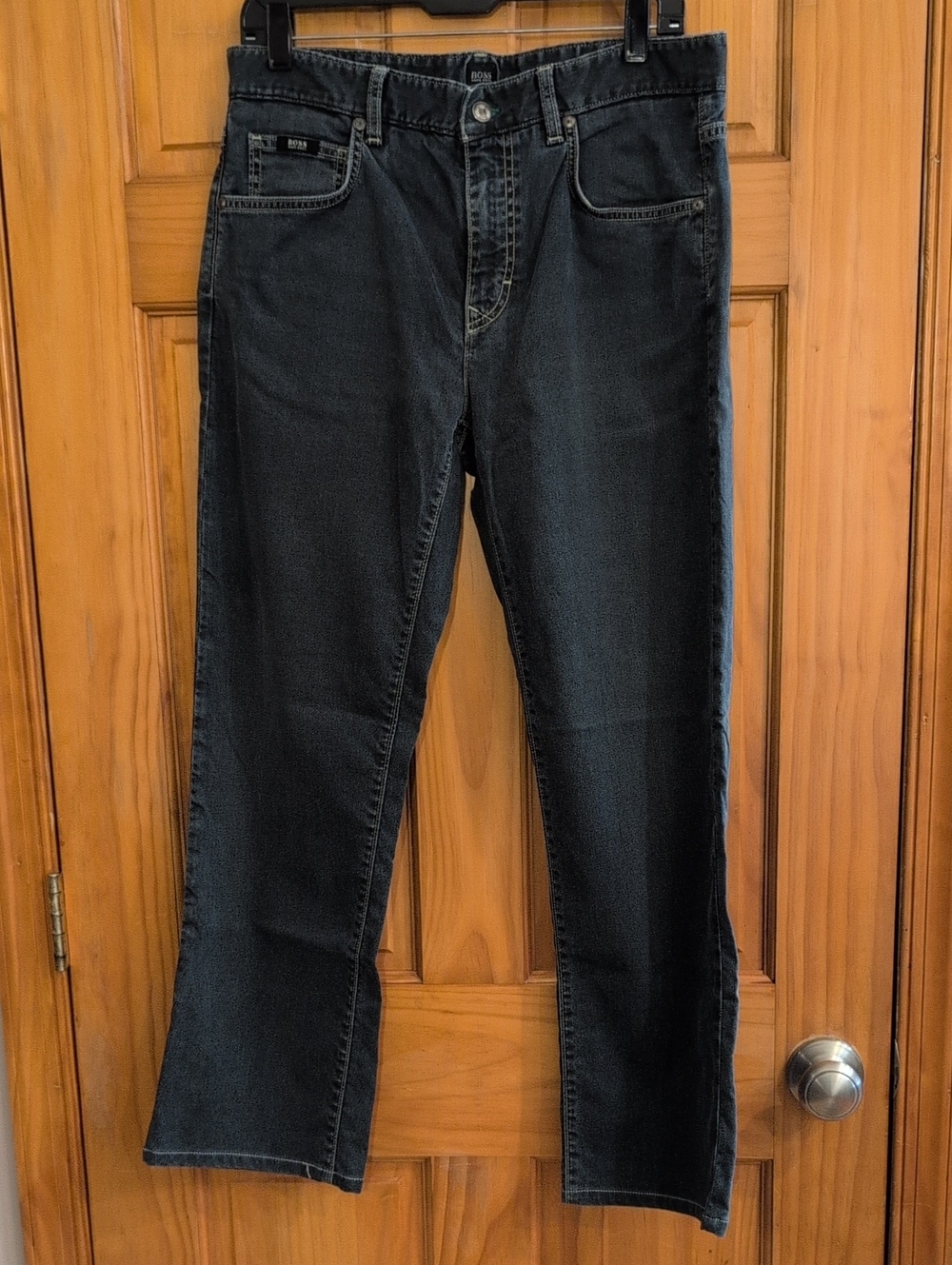 Boss Men's Straight Jeans in Washed Black